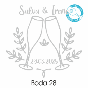 Sello boda copas cava brindis